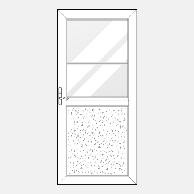 Line art of a 279 model of one of ProVia's Spectrum retractable screen doors