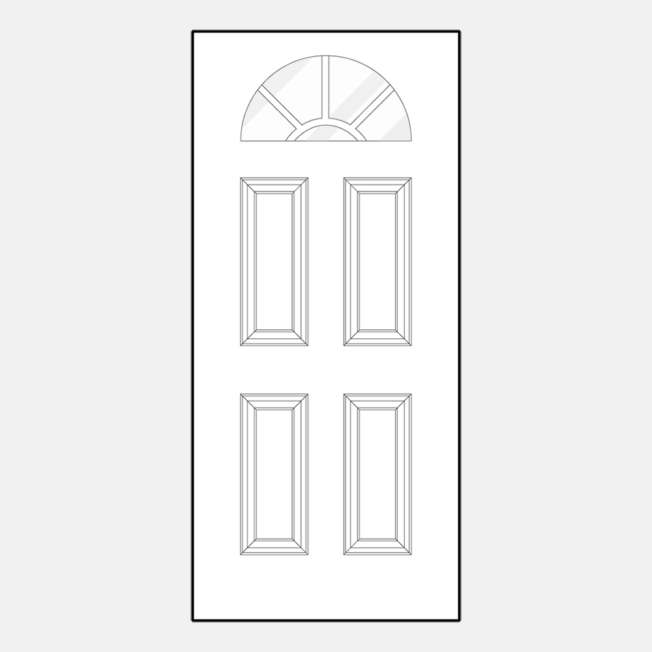 Line art illustration of a ProVia 400DC-EG style entry door with external grids