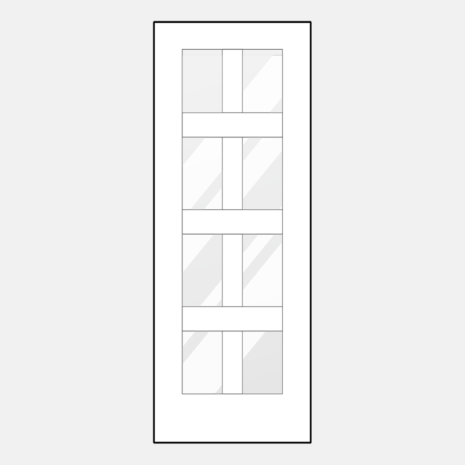 Illustration of ProVia 8-foot front door with simulated divided lites; style 460-T5-8L 8-foot front door with glass
