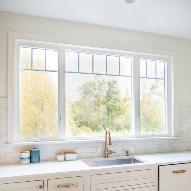 Aspect white casement windows in a kitchen
