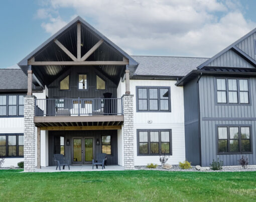 Cedar Peaks® Board and Batten in Nightfall on a two-story home