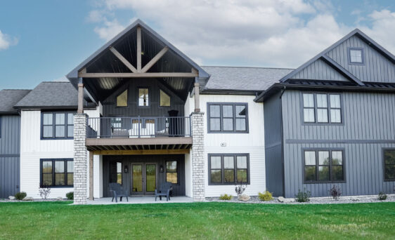 CedarMAX® Board and Batten in Nightfall on a two-story home