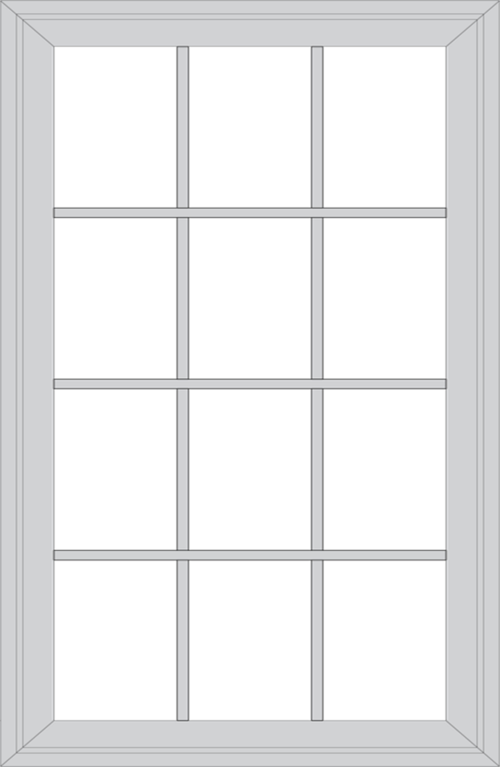 Isolated image of a ProVia double hung window with Colonial grids