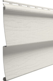 Isolated closeup image of HeartTech house siding in the color Linen