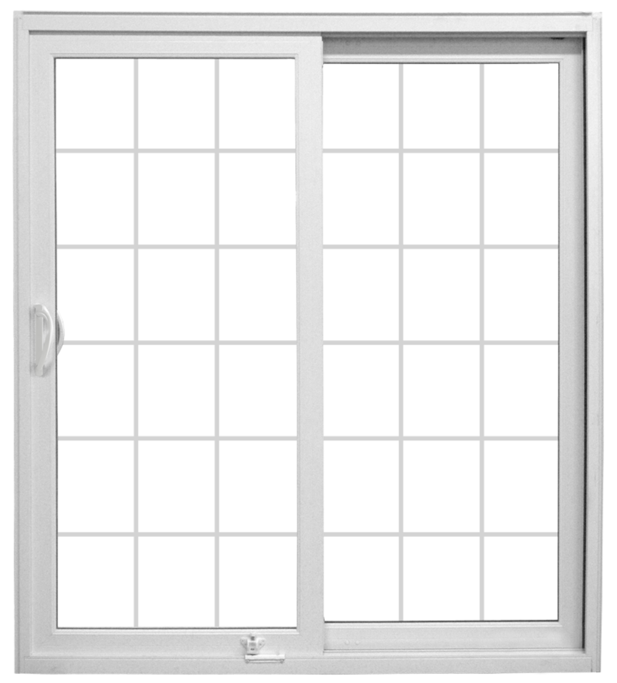 Isolated image of a ProVia patio door with colonial grids