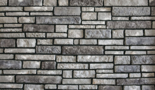 Chisel Cut™ Silverlake manufactured stone veneer with Black Grout