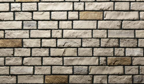 Edge Cut™ Beech manufactured stone veneer with Black Grout color