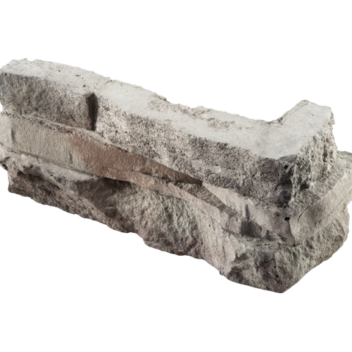 Isolated image of a ProVia Limestone Manufactured Stone Corner Accessory