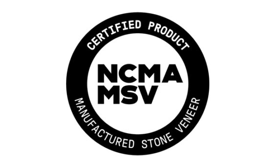 Black and white logo of NCMA MSV Certification for Manufactured Stone