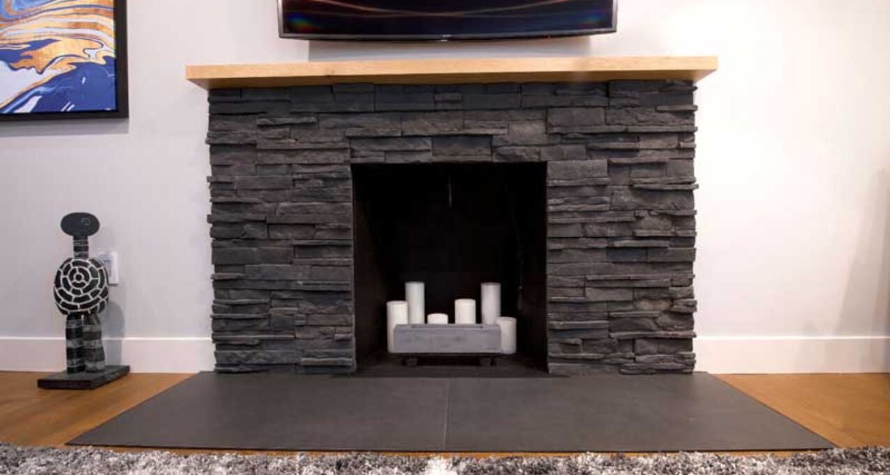 ProVia manufactured stone fireplace using Edge Cut