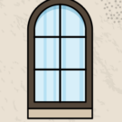 Illustration of a single hung full eyebrow window in Tudor Brown
