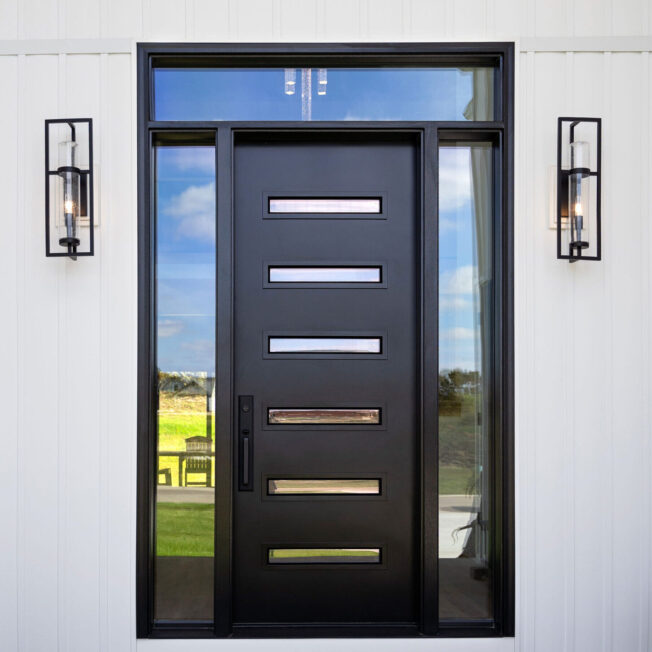 ProVia Legacy™ 116 Smooth Steel 8' entry Door in Coal Black with Clear Glass