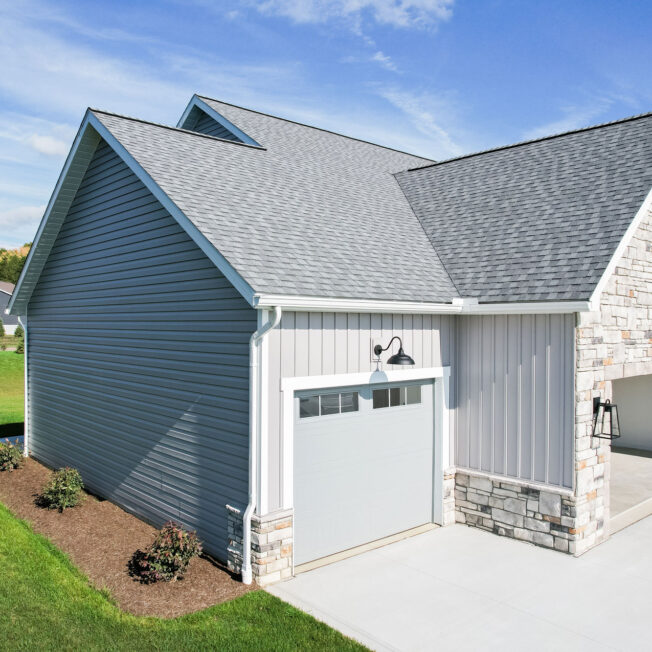 ProVia HeartTech® Vinyl Siding and Cedar Peaks® Board 'N Batten in Pewter