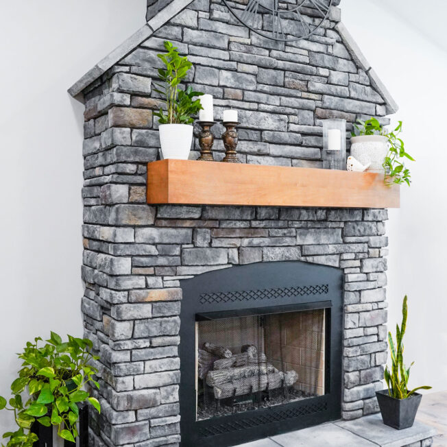 Interior image of ProVia Chisel Cut™ Olympus Manufactured Stone Fireplace