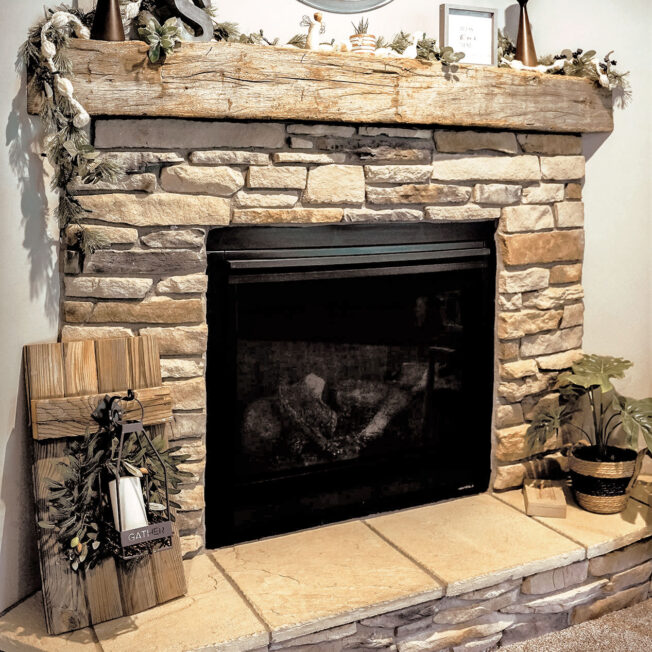 Inside image of a ProVia Ledgestone Osage manufactured stone for fireplace