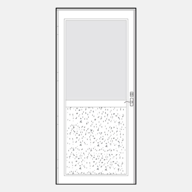 Line art of a ProVia 074 storm door style