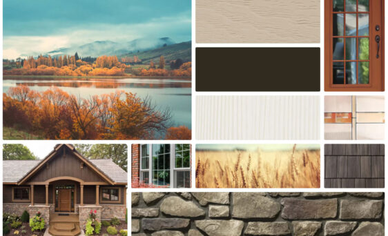 An example of a warm home exterior color palette on the Color Palettes page at provia.com