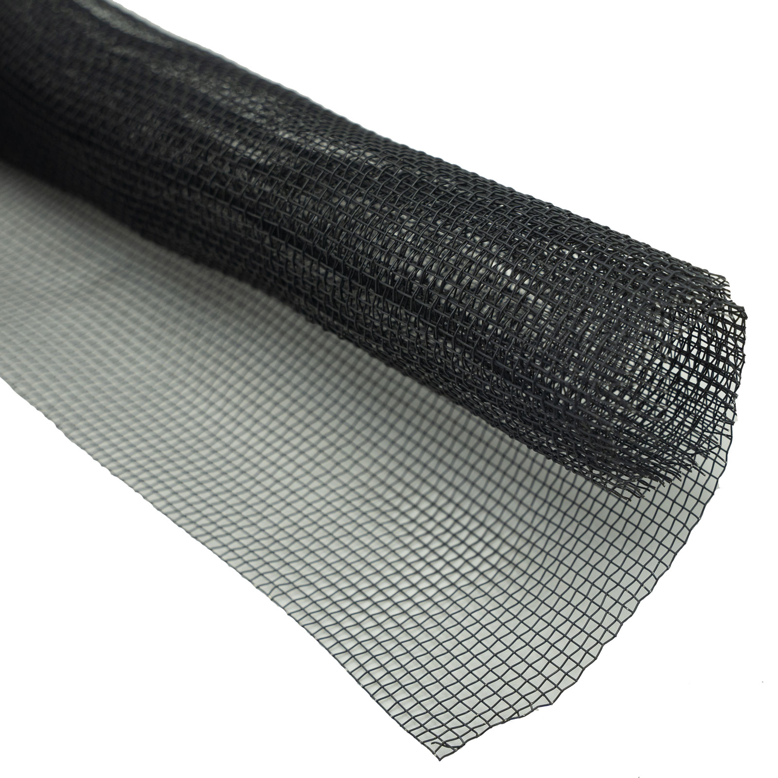 Image of a roll of black aluminum screen mesh