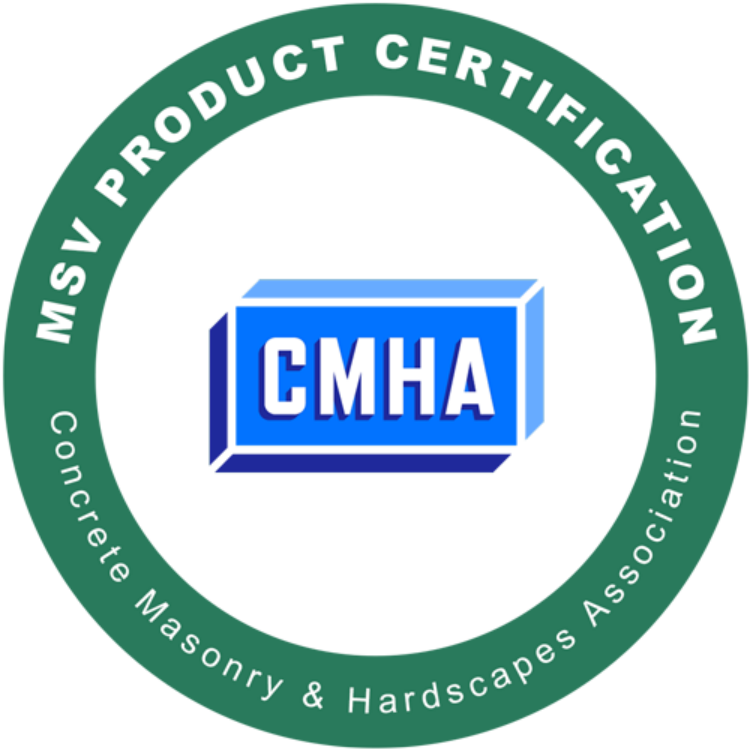 MSV product certification logo from the Concrete Masonry & Hardscapes Association